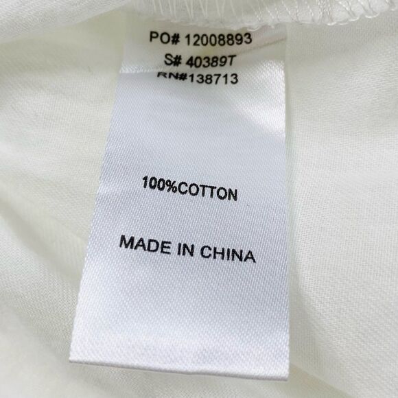 Doe & Rae White Cotton Lightweight Peasant Blouse Ruffle Hem Sz L - Picture 8 of 10